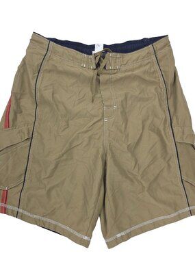 Speedo Swim Trunks Shorts Mens XL Brown 9.5" Inseam Cargo Pockets Lined Solid